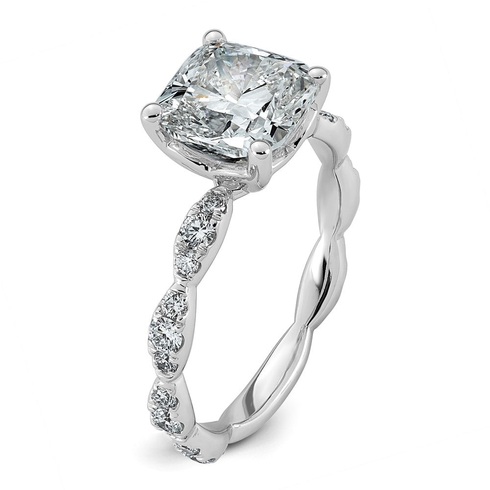 14kw 3ct Certified Cushion Center Lab Grown Diamond VS+ F+ Comp Ring