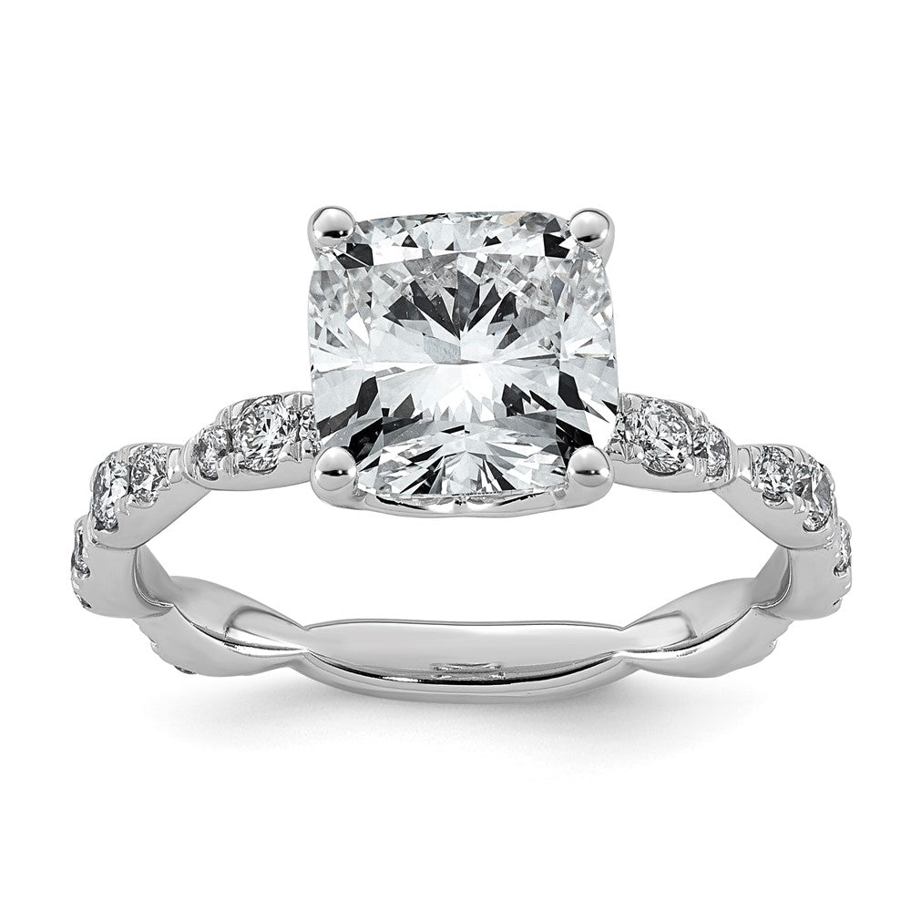14kw 3ct Certified Cushion Center Lab Grown Diamond VS+ F+ Comp Ring