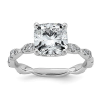 14kw 3ct Certified Cushion Center Lab Grown Diamond VS+ F+ Comp Ring