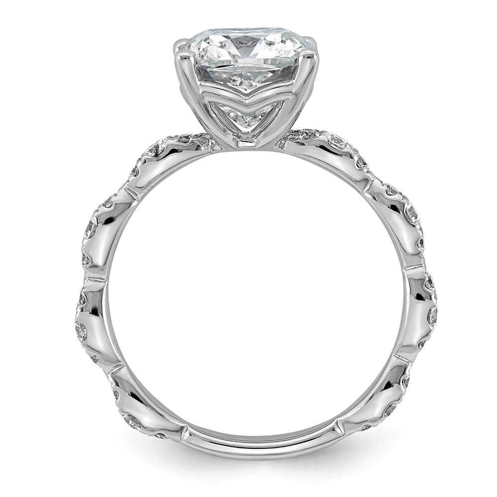 14kw 3 1/2ct Certified Cushion Center Lab Grown Diamond VS+ F+ Comp Ring