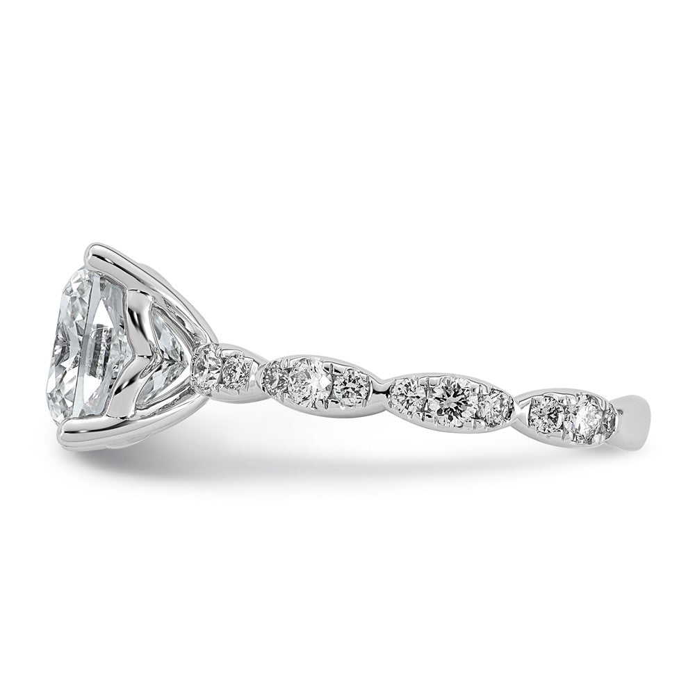 14kw 3 1/2ct Certified Cushion Center Lab Grown Diamond VS+ F+ Comp Ring