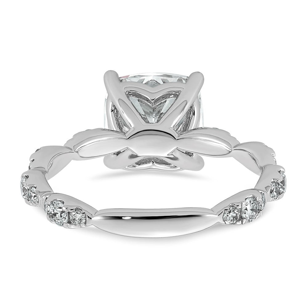 14kw 3 1/2ct Certified Cushion Center Lab Grown Diamond VS+ F+ Comp Ring