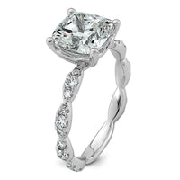 14kw 3 1/2ct Certified Cushion Center Lab Grown Diamond VS+ F+ Comp Ring