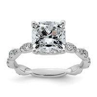 14kw 3 1/2ct Certified Cushion Center Lab Grown Diamond VS+ F+ Comp Ring