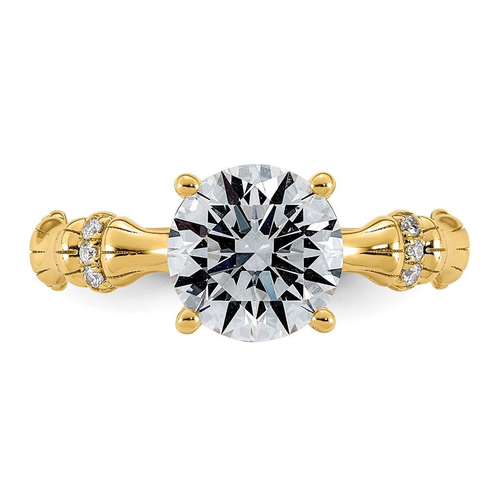 14ky 2ct Certified Round Center Lab Grown Diamond VS+ F+ Comp Ring
