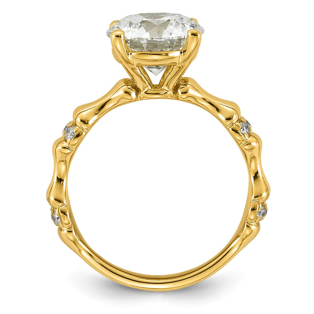 14ky 3 1/8ct Certified Round Center Lab Grown Diamond VS+ F+ Comp Ring