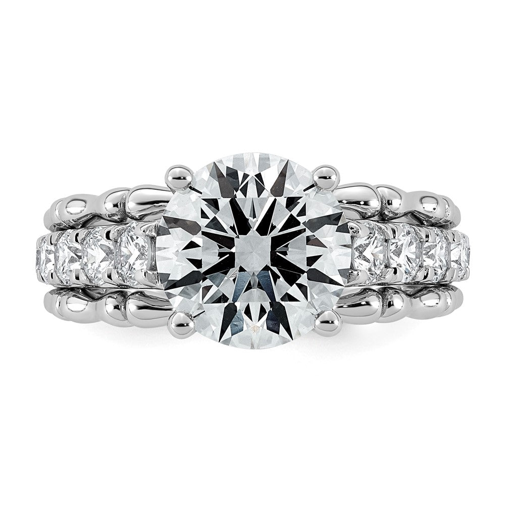 14kw 4ct Cert Round Center Lab Grown Diamond VS+ F+ Comp Ring