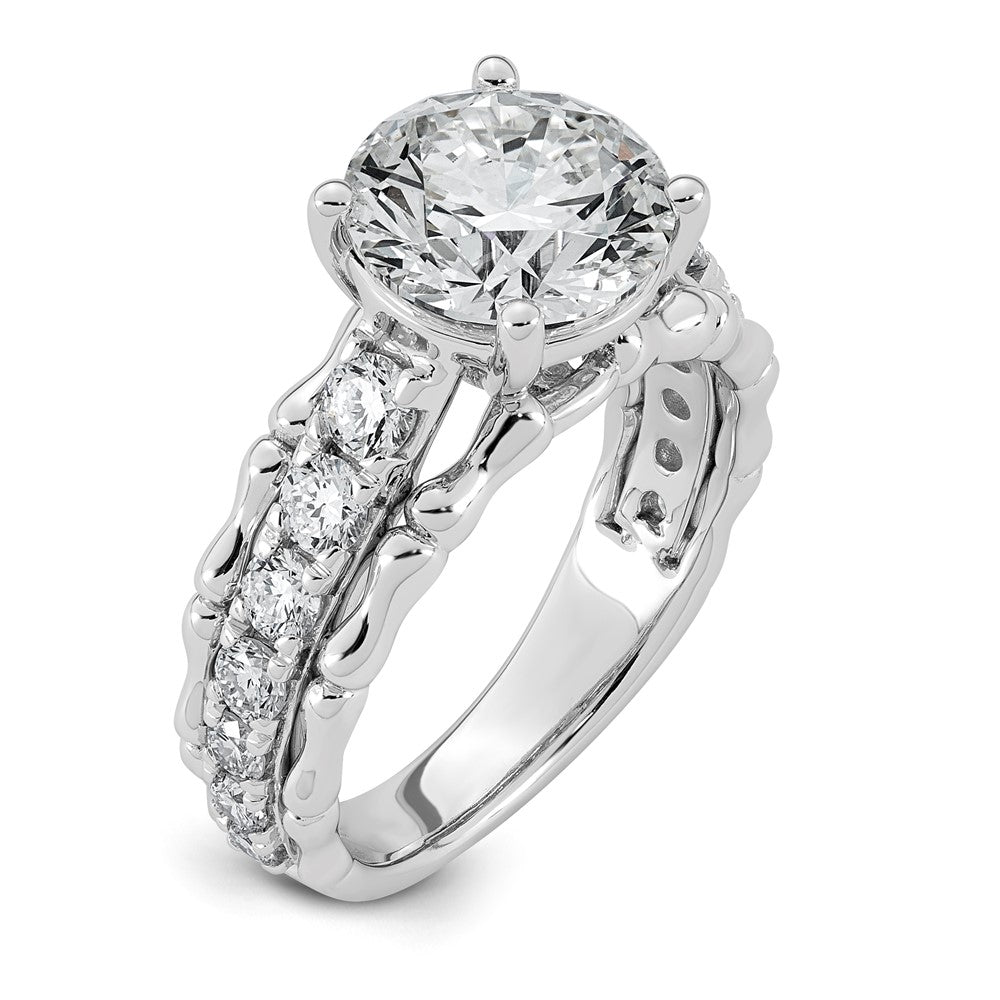 14kw 4ct Cert Round Center Lab Grown Diamond VS+ F+ Comp Ring