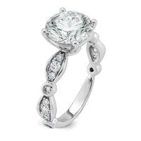 14kw 3 1/3ct Cert Round Center Lab Grown Diamond VS+ F+ Comp Ring