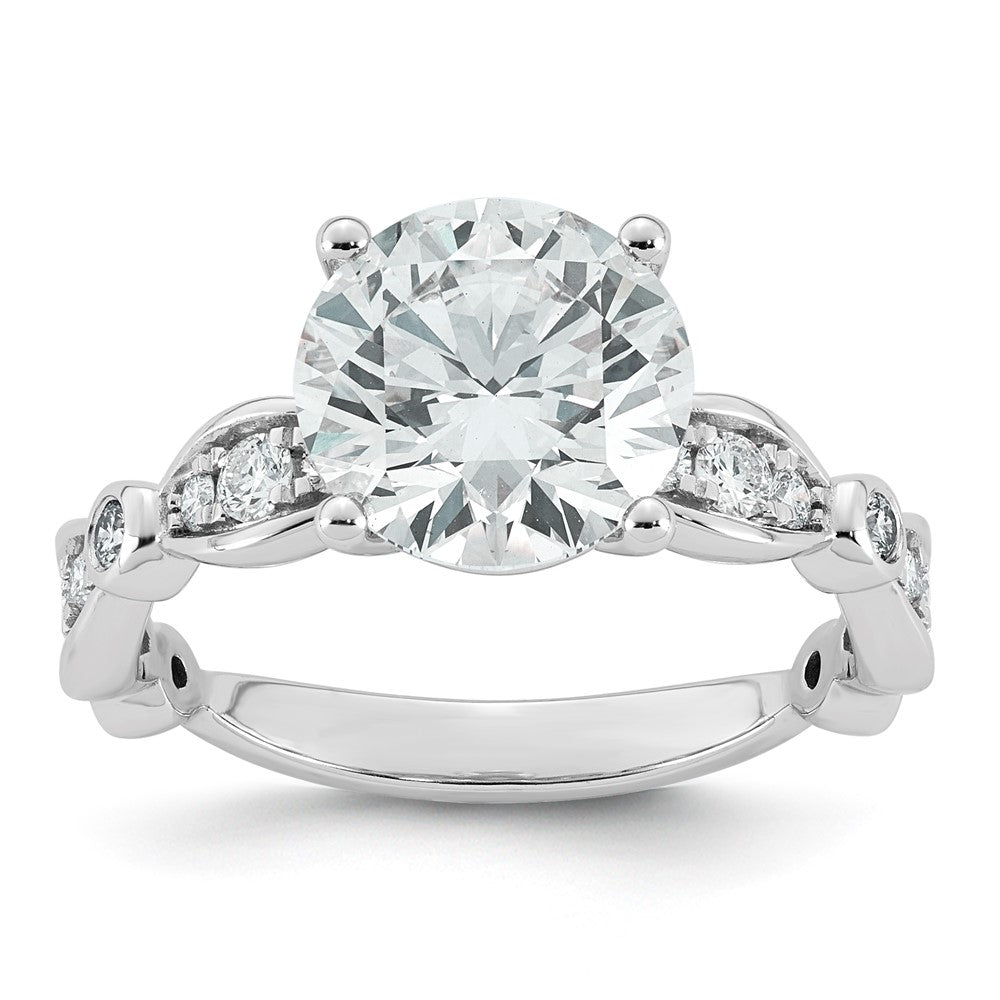 14kw 3 1/3ct Cert Round Center Lab Grown Diamond VS+ F+ Comp Ring