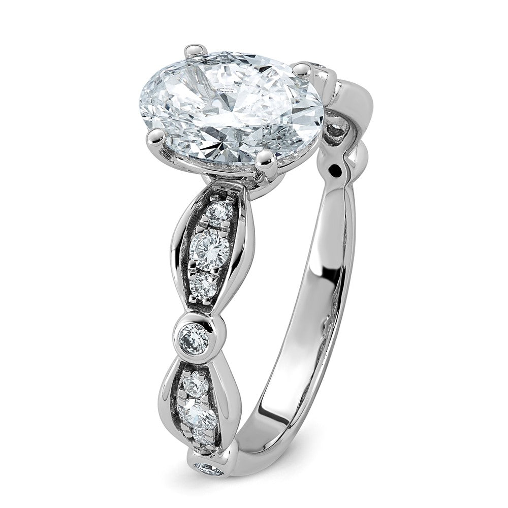 14kw 1 3/4ct Cert Oval Center Lab Grown Diamond VS+ F+ Comp Ring