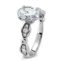 14kw 1 3/4ct Cert Oval Center Lab Grown Diamond VS+ F+ Comp Ring