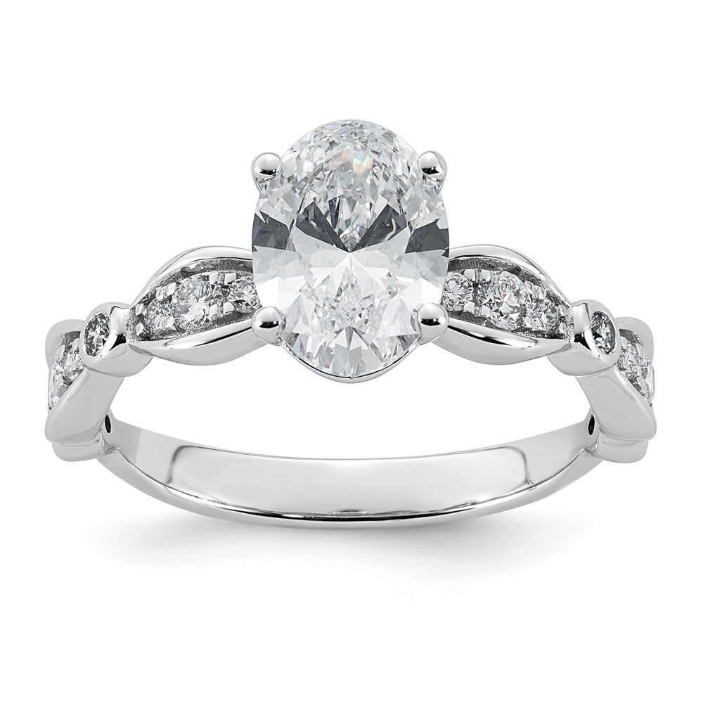14kw 1 3/4ct Cert Oval Center Lab Grown Diamond VS+ F+ Comp Ring
