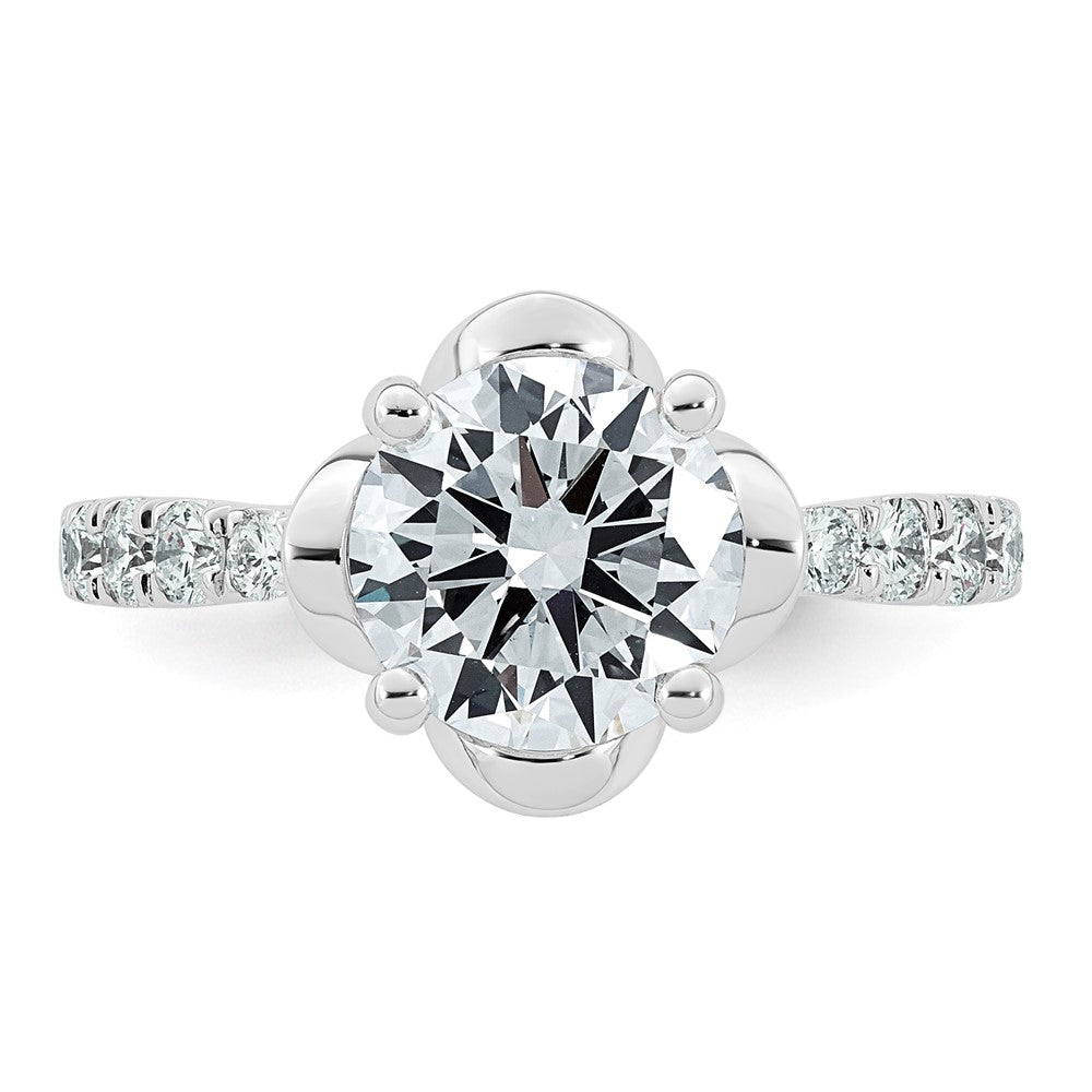 14kw 2 1/3ct Cert Round Center Lab Grown Dia VS+ F+ 4-Prong Comp Ring