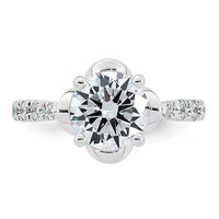 14kw 2 1/3ct Cert Round Center Lab Grown Dia VS+ F+ 4-Prong Comp Ring