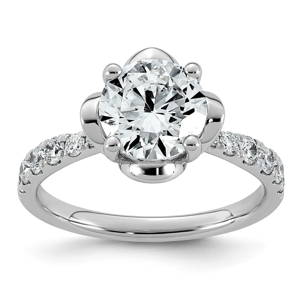 14kw 2 1/3ct Cert Round Center Lab Grown Dia VS+ F+ 4-Prong Comp Ring