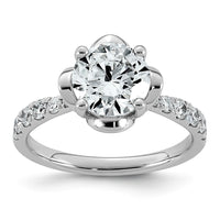 14kw 2 1/3ct Cert Round Center Lab Grown Dia VS+ F+ 4-Prong Comp Ring