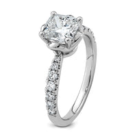 14kw 1 7/8ct Cert Cushion Center Lab Grown Dia VS+ F+ 4-Prong Comp Ring