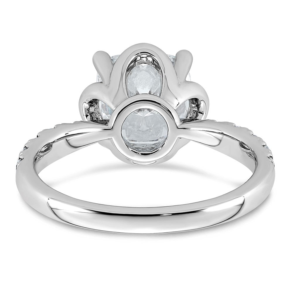 14kw 2 7/8ct Cert Cushion Center Lab Grown Dia VS+ F+ 4-Prong Comp Ring