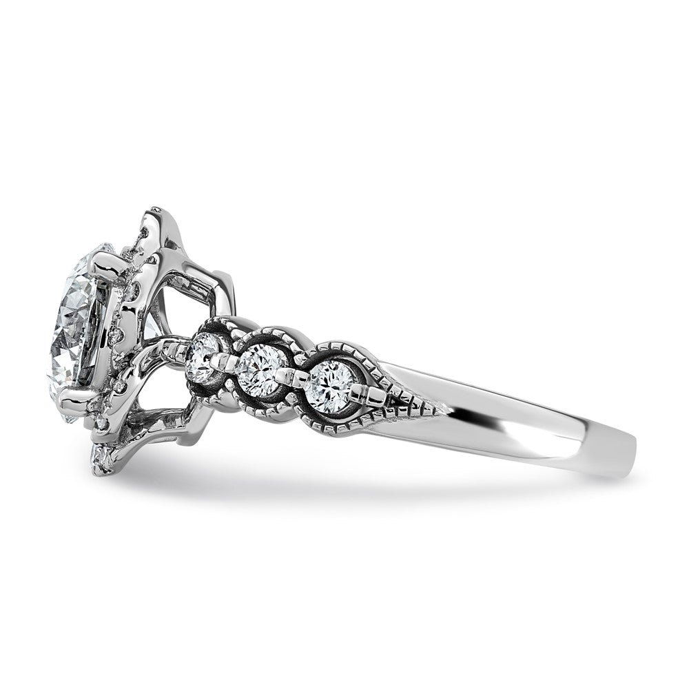 14kw 2 1/2ct Cert Round Center Lab Grown Dia VS+ F+ Floral Halo Comp Ring