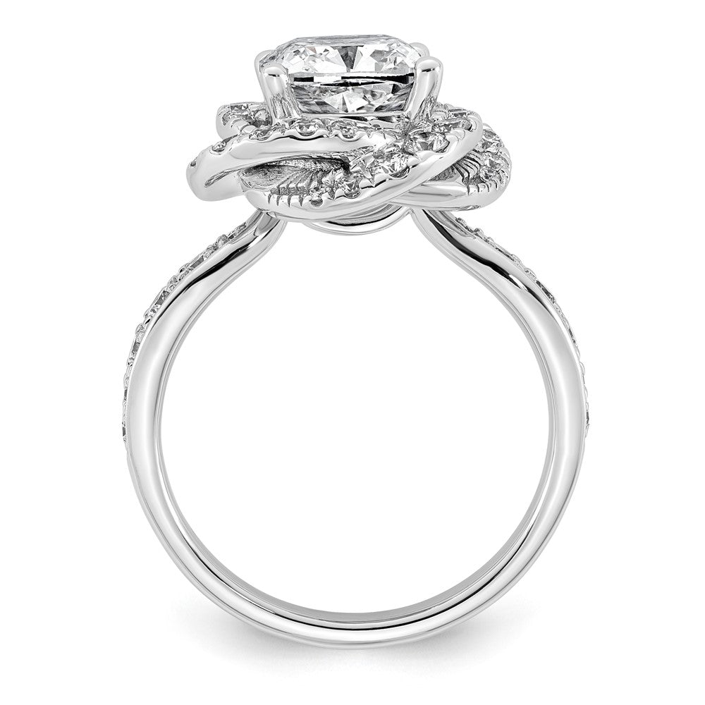 14kw 3 3/8ct Cert Cushion Center LabGrown Dia VS+ F+ Swirl Halo Comp Ring