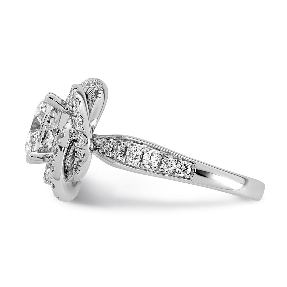 14kw 3 3/8ct Cert Cushion Center LabGrown Dia VS+ F+ Swirl Halo Comp Ring