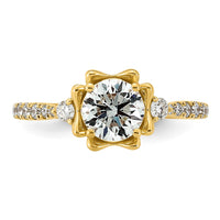 14ky 1 3/8ct Cert Round Center Lab Grown Dia VS+ F+ Comp Ring