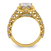 14ky 2 7/8ct Cert Princess Center Lab Grown Dia VS+ F+ Comp Ring
