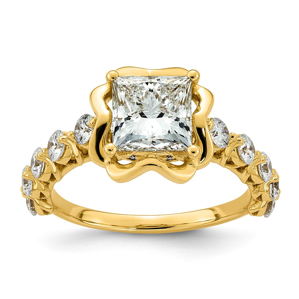 14ky 2 7/8ct Cert Princess Center Lab Grown Dia VS+ F+ Comp Ring