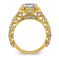 14ky 3 5/8ct Cert Princess Center Lab Grown Dia VS+ F+ Comp Ring