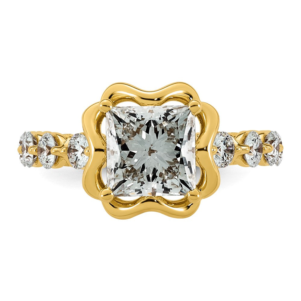14ky 3 5/8ct Cert Princess Center Lab Grown Dia VS+ F+ Comp Ring