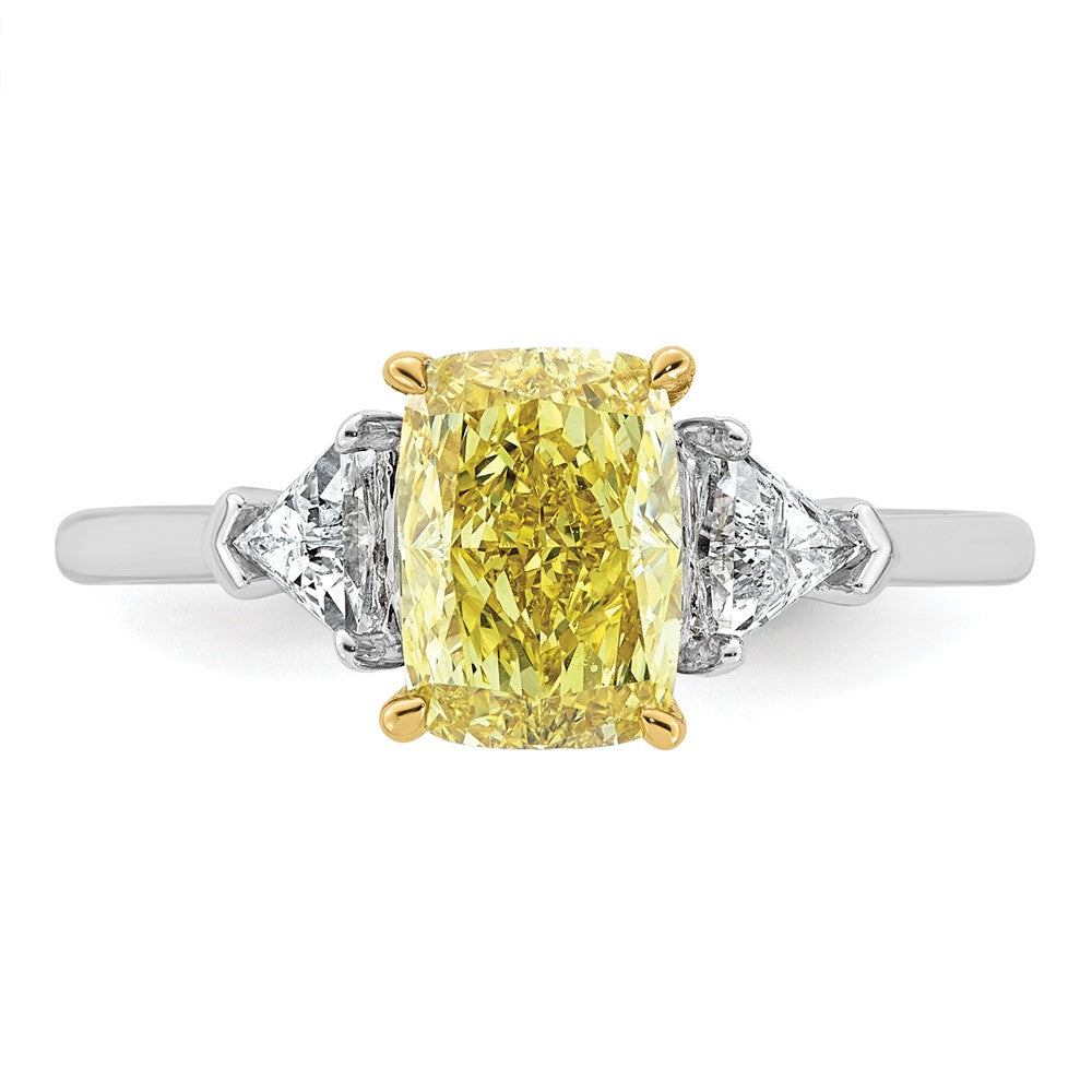 Emma Grace 14ktt 2 1/5ct Lab Grown Dia Cert Vivid Yellow & VS+ F+ Comp Ring