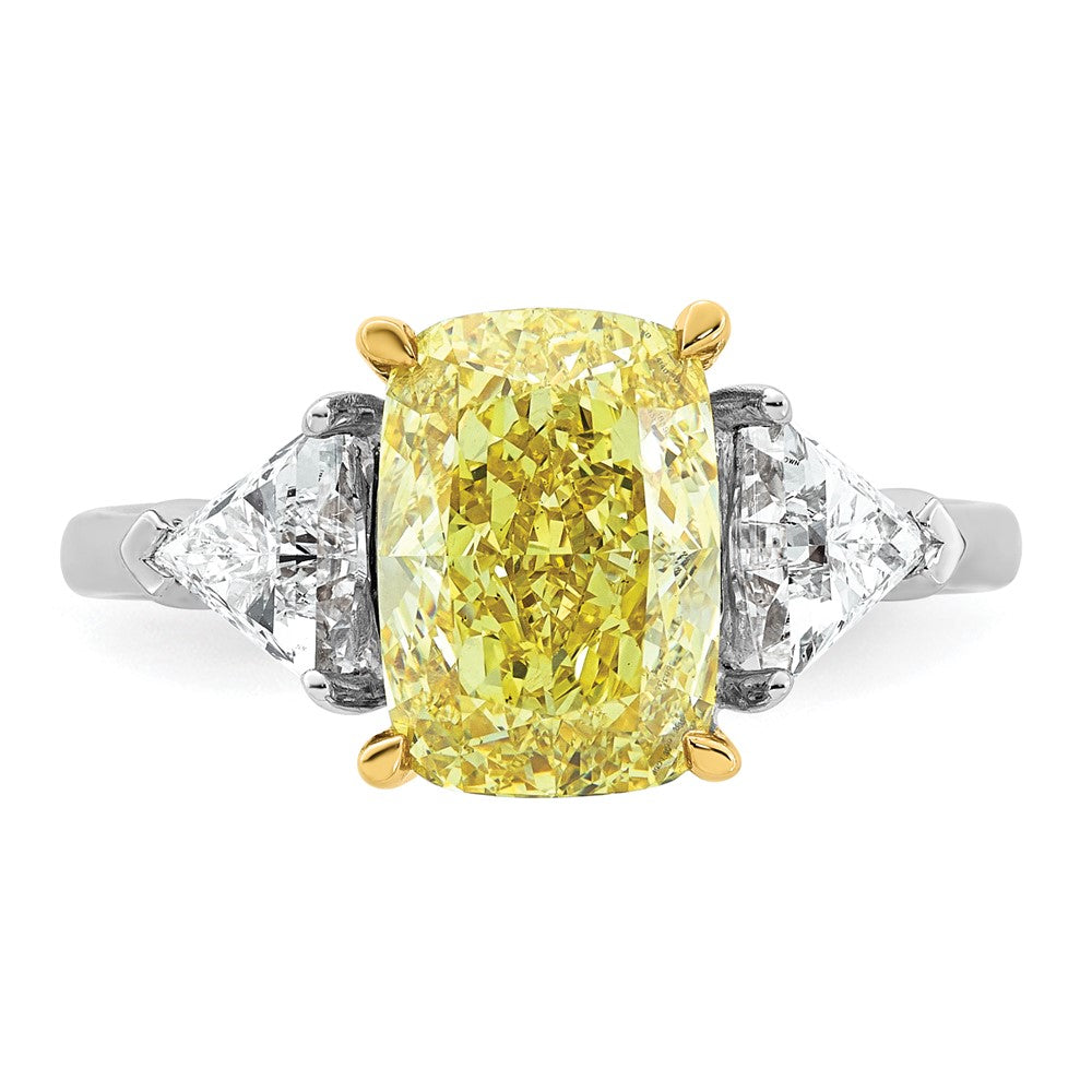 Emma Grace 14ktt 4ct Lab Grown Dia Cert Vivid Yellow & VS+ F+ Comp Ring