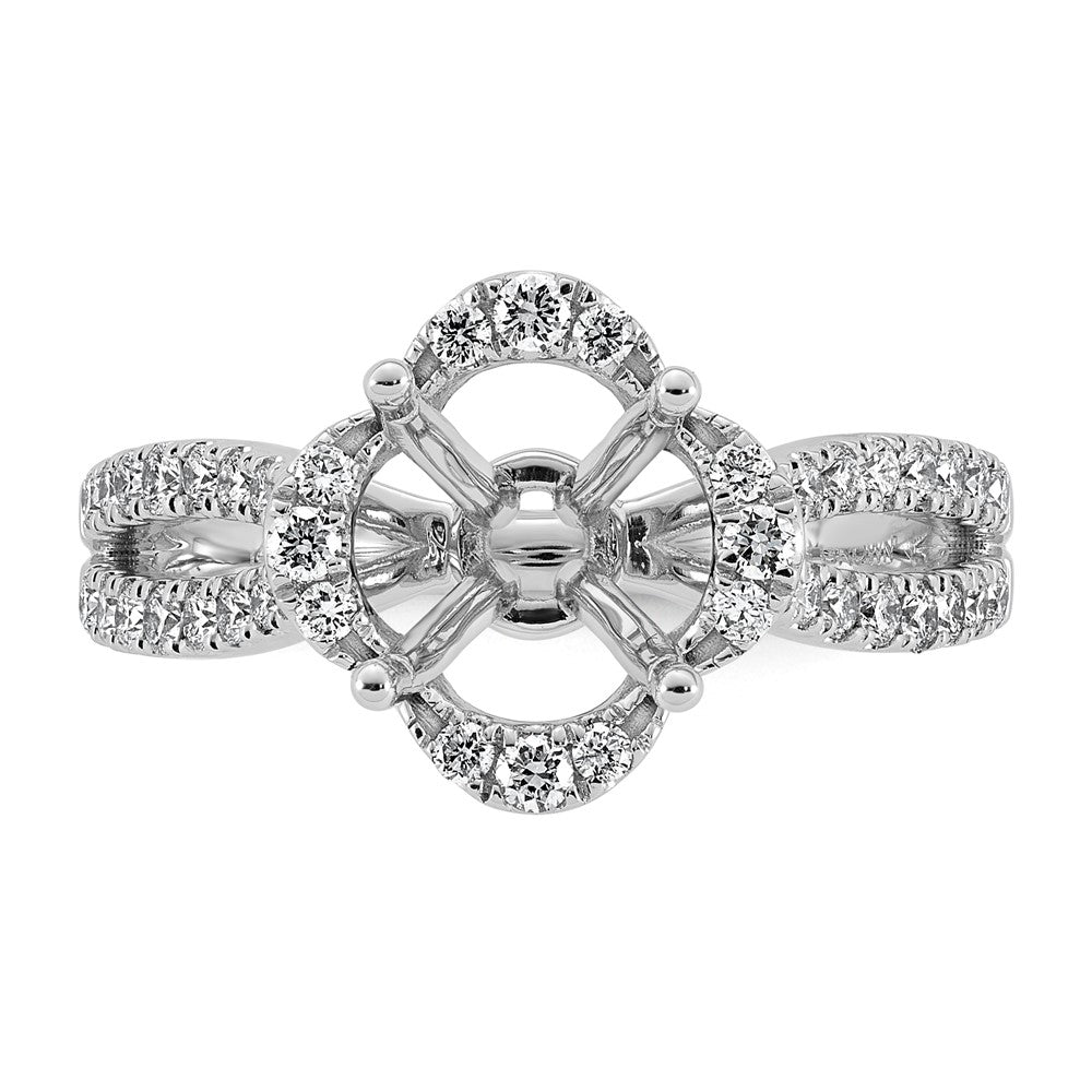 14kw 1/2ct Lab Grown Dia VS+ F+ Round Center Semi Eng Ring
