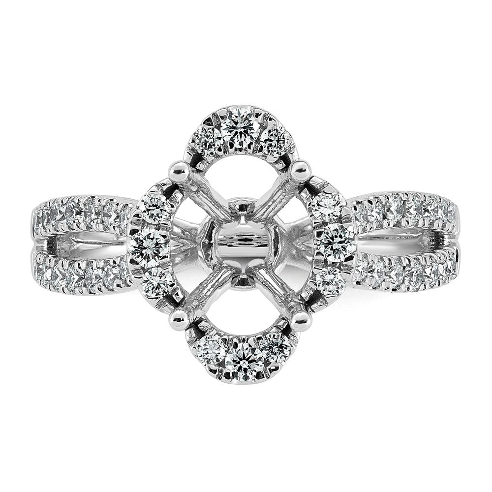 14kw 1/2ct Lab Grown Dia VS+ F+ Oval Center Semi Eng Ring
