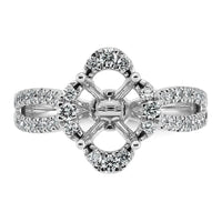 14kw 1/2ct Lab Grown Dia VS+ F+ Oval Center Semi Eng Ring