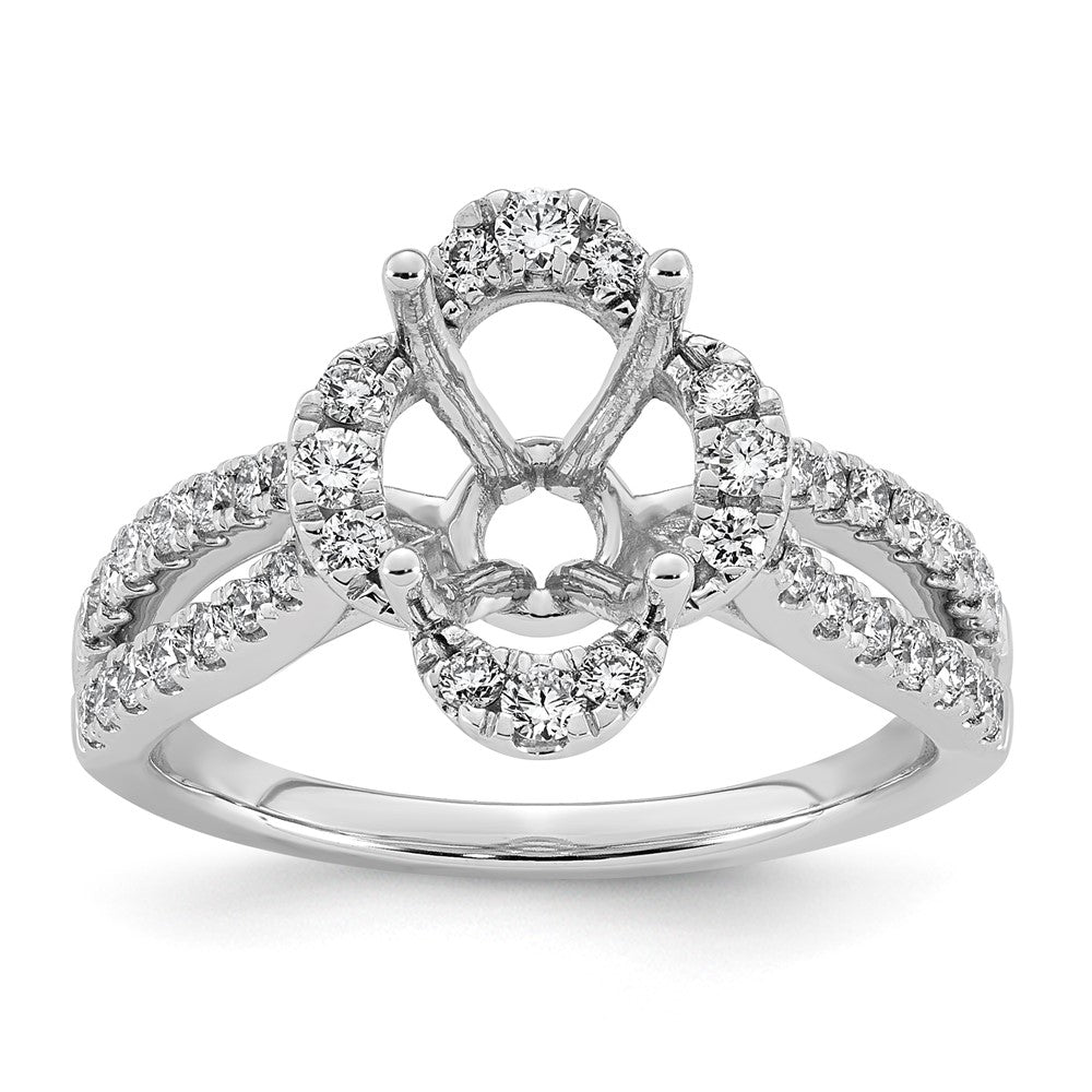 14kw 1/2ct Lab Grown Dia VS+ F+ Oval Center Semi Eng Ring