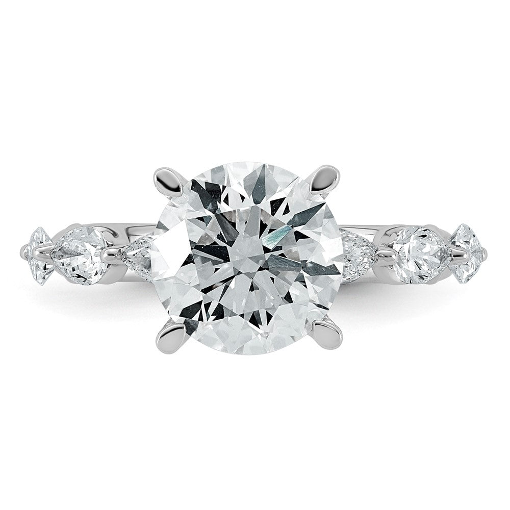 14kw 3 7/8ct Cert Rd Ctr Lab Grown Dia VS+ F+ Comp. Eng Ring