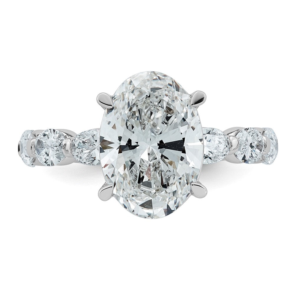 14kw 5 1/2ct Cert Oval Ctr Lab Grown Dia VS+ F+ w/ Oval Sides Comp Ring