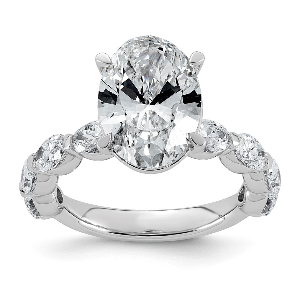 14kw 5 1/2ct Cert Oval Ctr Lab Grown Dia VS+ F+ w/ Oval Sides Comp Ring