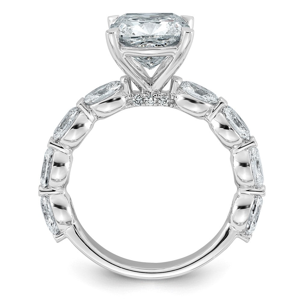 14kw 4 1/2ct Cert Cushion Ctr LabGrown Dia VS+ F+ w/ Oval Sides Comp Ring