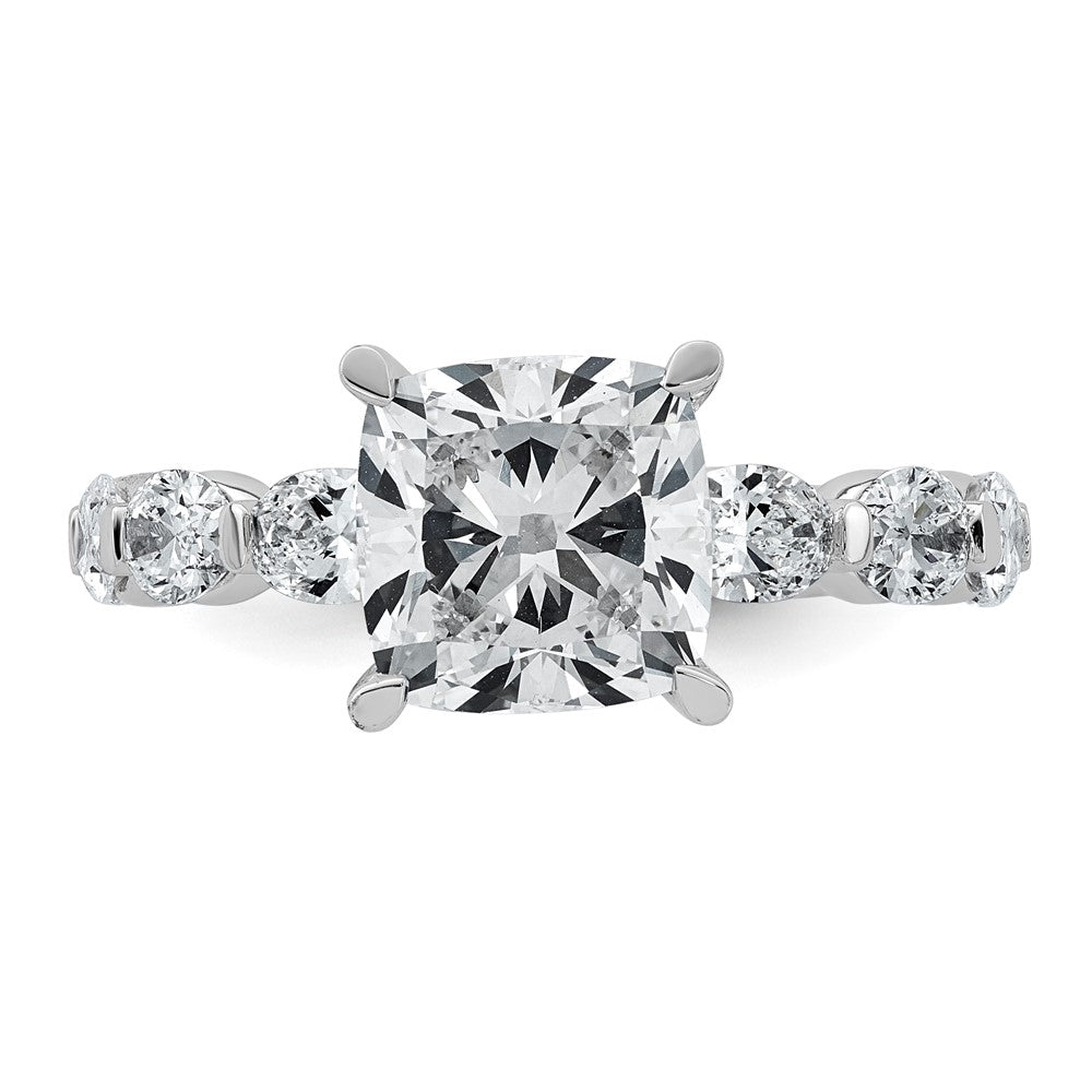 14kw 4 1/2ct Cert Cushion Ctr LabGrown Dia VS+ F+ w/ Oval Sides Comp Ring