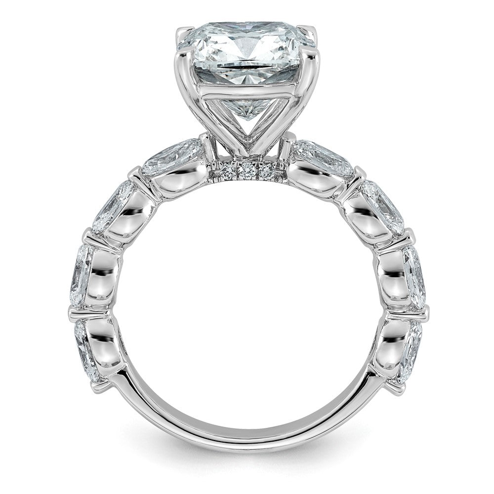 14kw 5 1/2ct Cert Cushion Ctr LabGrown Dia VS+ F+ w/ Oval Sides Comp Ring