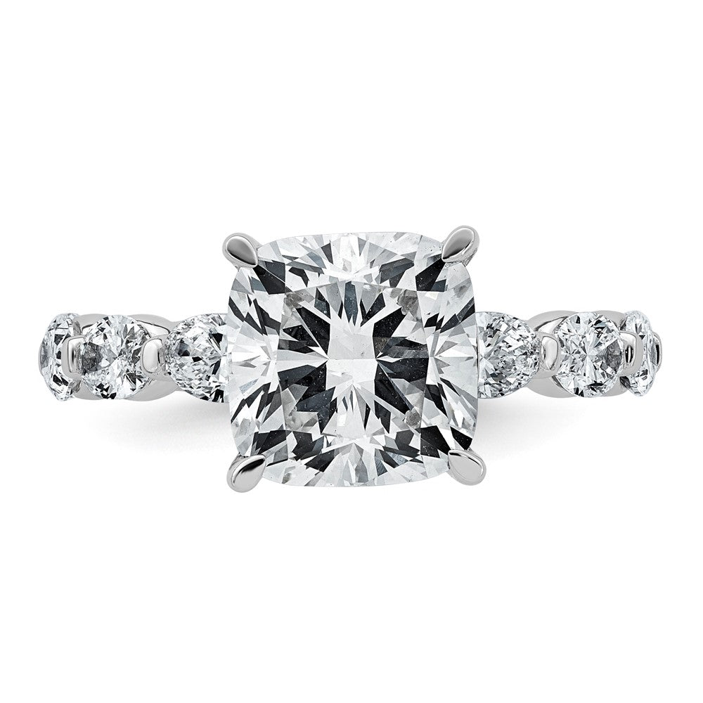14kw 5 1/2ct Cert Cushion Ctr LabGrown Dia VS+ F+ w/ Oval Sides Comp Ring