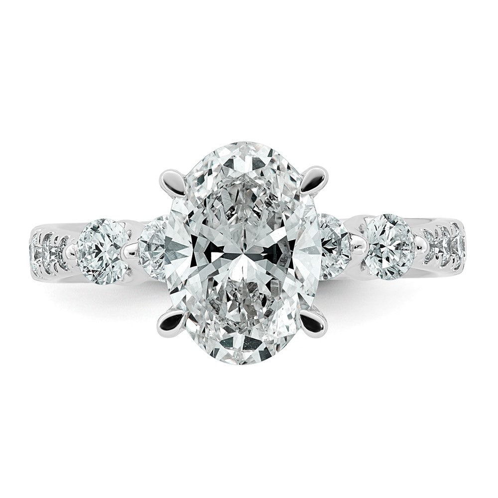 14kw 2 5/8ct Cert Oval Ctr Lab Grown Dia VS+ F+ w/ Round Sides Comp Ring