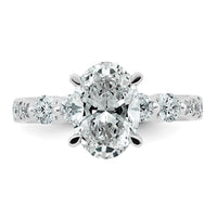 14kw 2 5/8ct Cert Oval Ctr Lab Grown Dia VS+ F+ w/ Round Sides Comp Ring