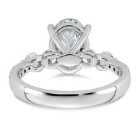 14kw 2 5/8ct Cert Oval Ctr Lab Grown Dia VS+ F+ w/ Round Sides Comp Ring