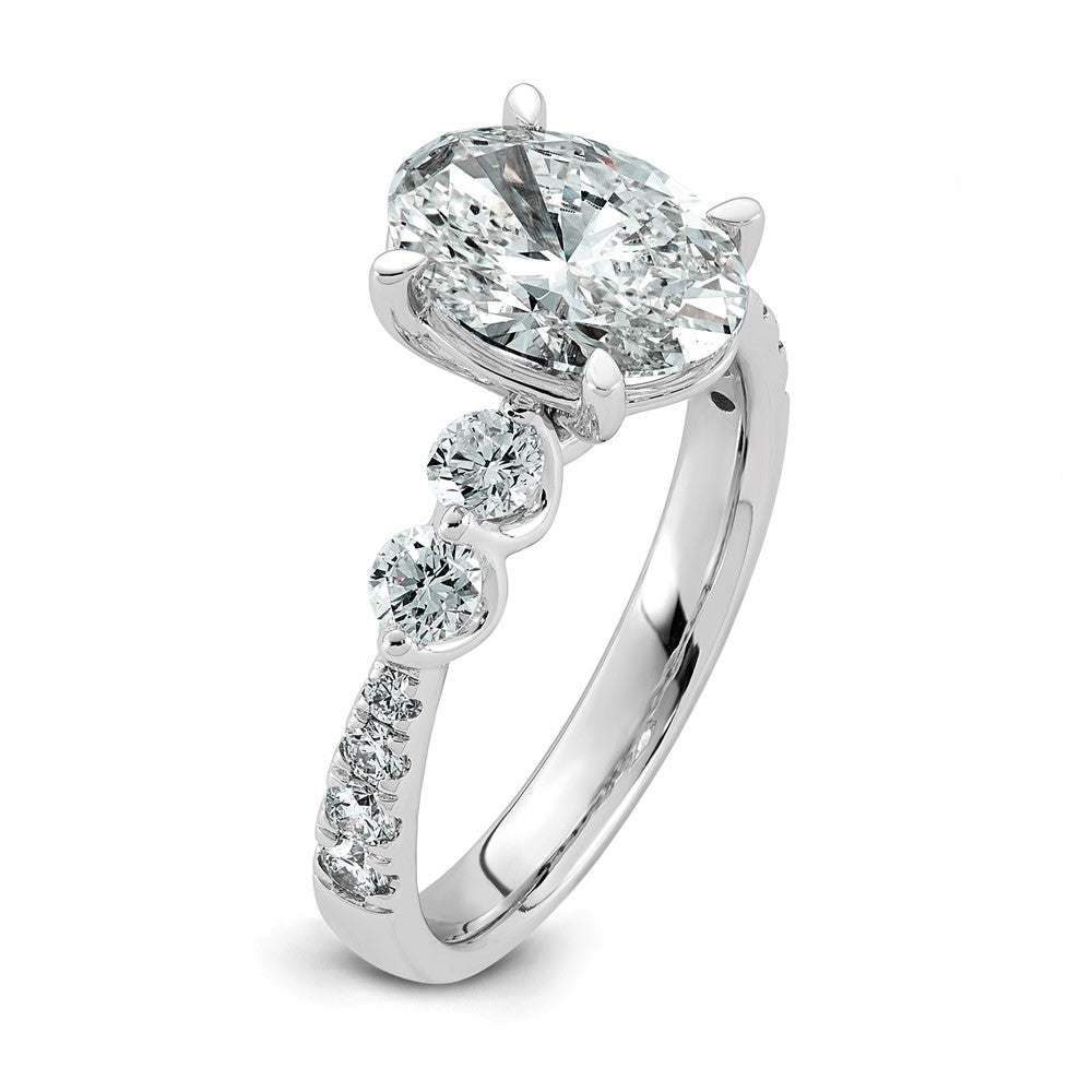 14kw 2 5/8ct Cert Oval Ctr Lab Grown Dia VS+ F+ w/ Round Sides Comp Ring
