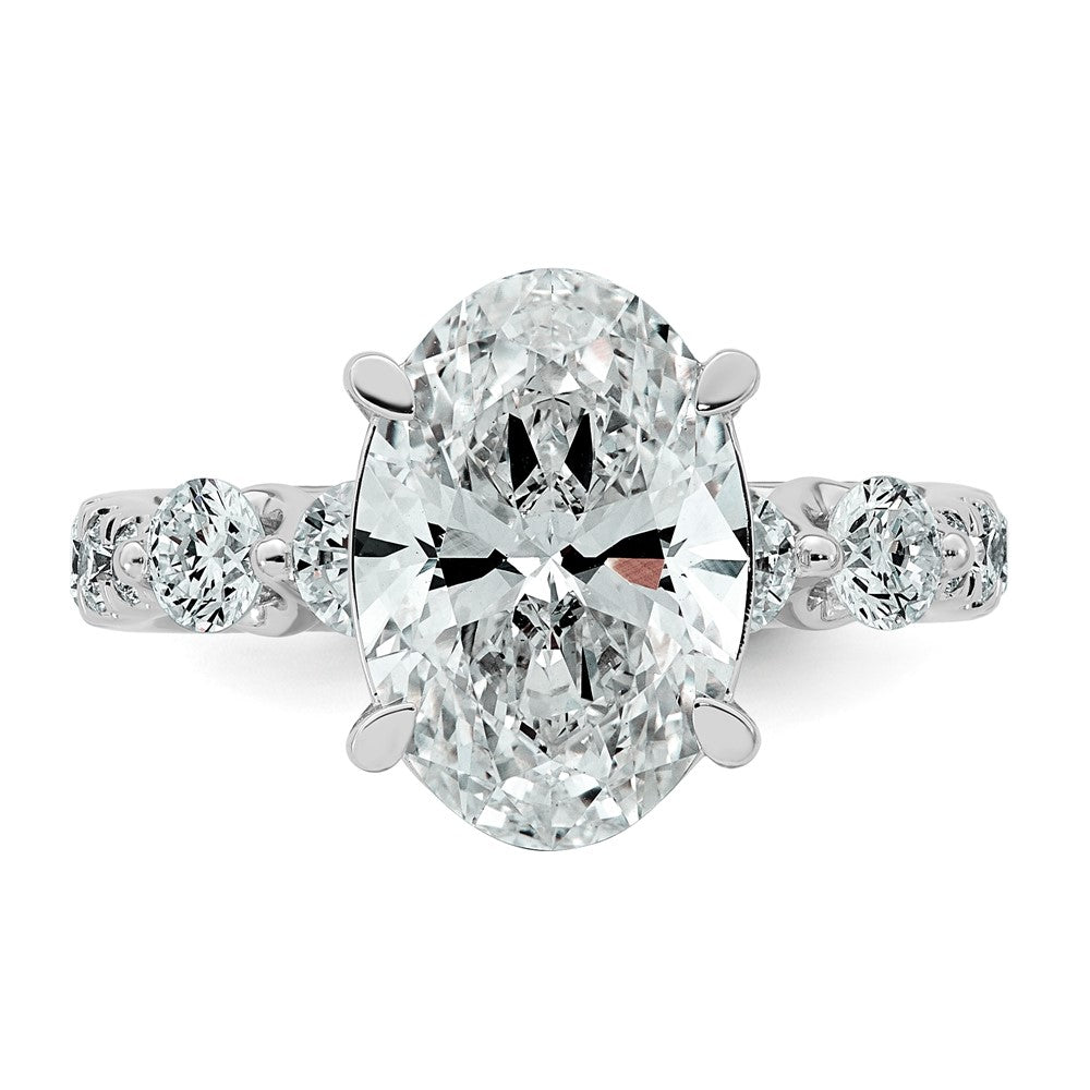 14kw 4 7/8ct Cert Oval Ctr Lab Grown Dia VS+ F+ w/ Round Sides Comp Ring