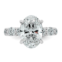 14kw 4 7/8ct Cert Oval Ctr Lab Grown Dia VS+ F+ w/ Round Sides Comp Ring